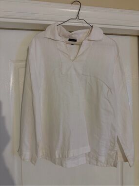 Talbots Women’s White Linen Blouse Large